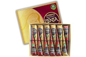 Zenia 12 Pack 100% Natural Ready to Use Henna Paste Hair Color Hair Dye Cones Reddish Brown Color