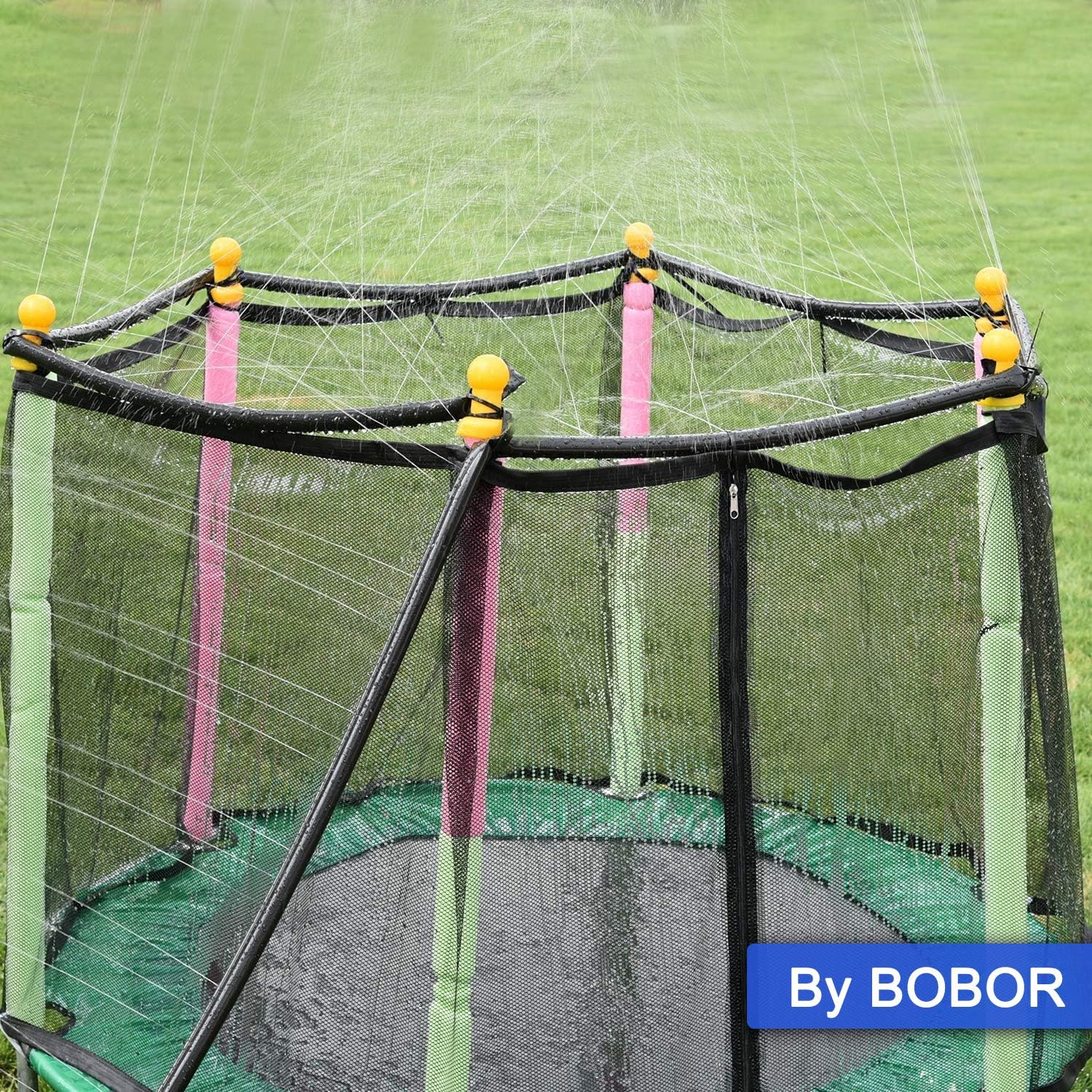 Bobor Trampoline Sprinkler for Kids, Outdoor Trampoline Backyard Water Park Sprinkler Fun Summer Outdoor Water Toys for Boys Girls. (39ft): Toys & Games