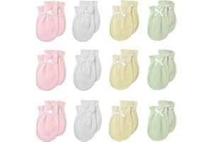 TL Care Newborn Baby 100% Cotton Scratch Free Mittens, for Girls