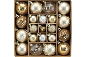 DECOR BY HANNAH DecorbyHannah 21ct Christmas Ornaments, Shatterproof Gold and Copper Ornaments for Tree Decorations for Wedding, Anniversary, Birthday Party