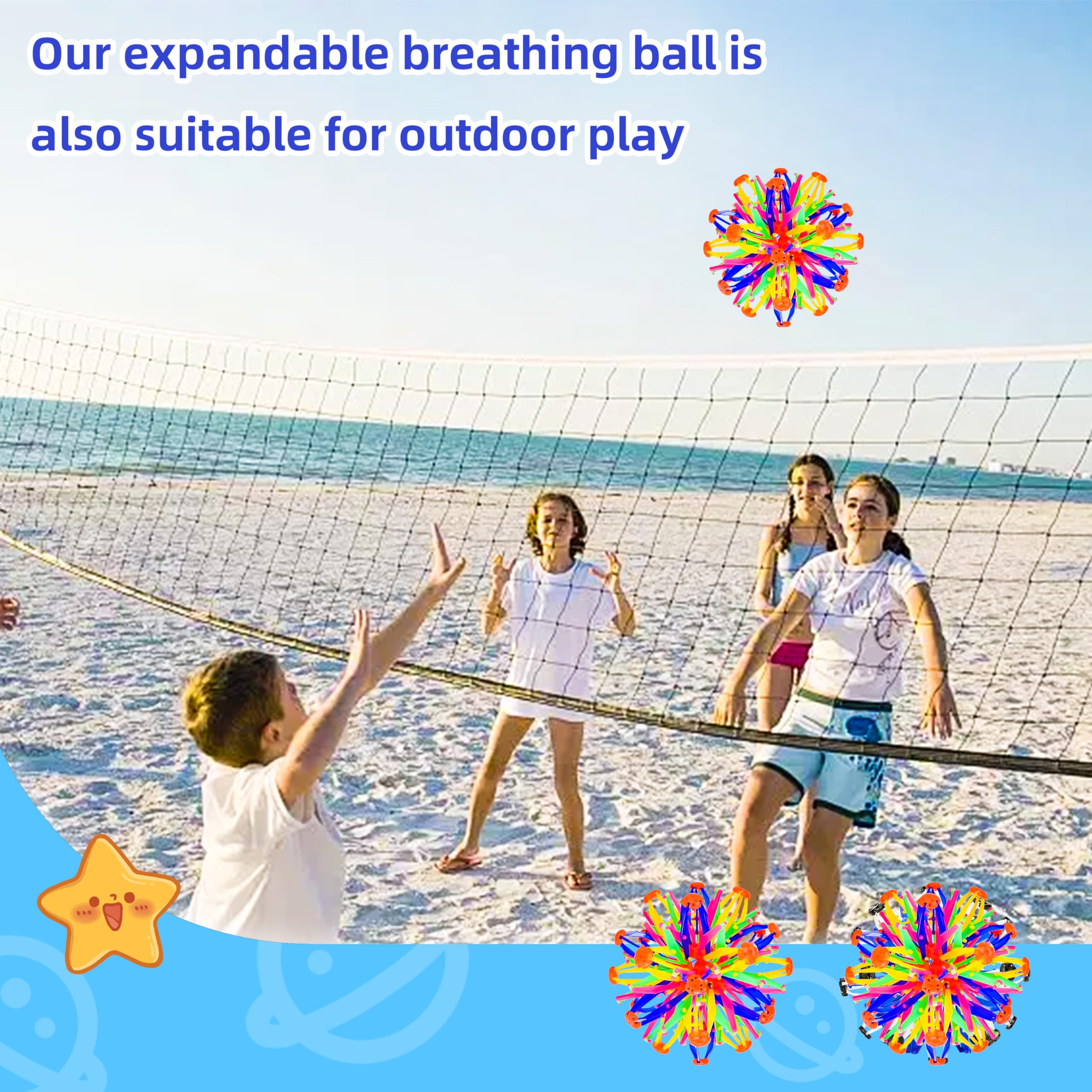 2Pcs Colorful Sphere Expandable Breathing Balls Fidget Toy-Stress Reliever ,Collapsible Expanding Magic Ball Toys from 6