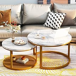 AWQM Coffee Table for Living Room, Modern Nesting