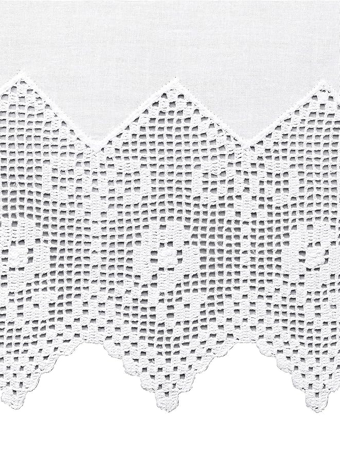 Hossner WENZ Kleinfenstergardine handgehäkelt mit Schlaufen, Nadia