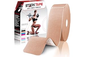 STARKTAPE Kinesiology Tape Bulk 2 in. Designed to Boost Athletic Performance, Reduce Muscle Pain, Ease Inflammation. Easy to Use/Apply, Stays on for Several Days. Latex-Free, Waterproof, 97% Cotton /3% Spandex