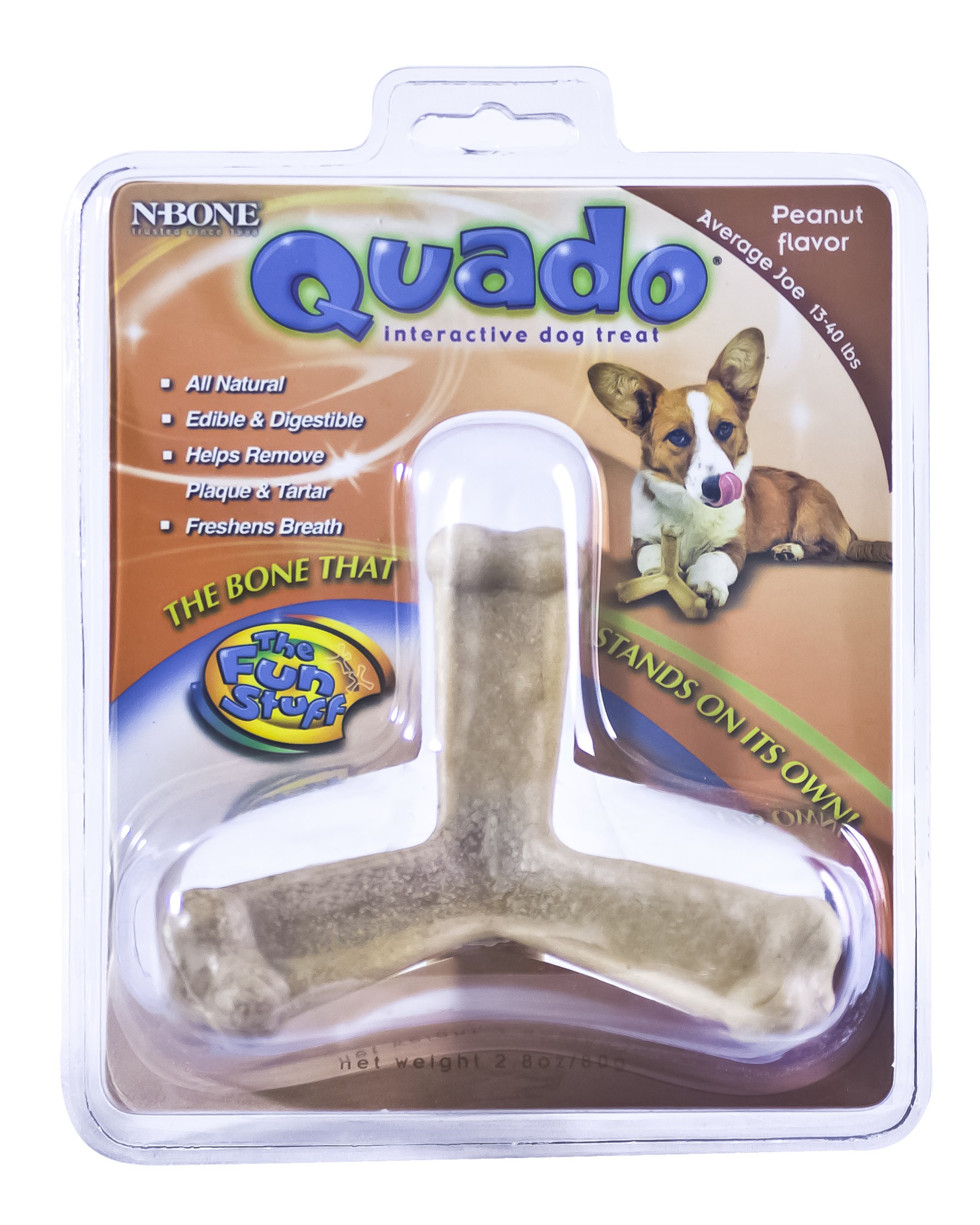 Quado Interactive Dog Chew Treat Peanut, Average Joe Size