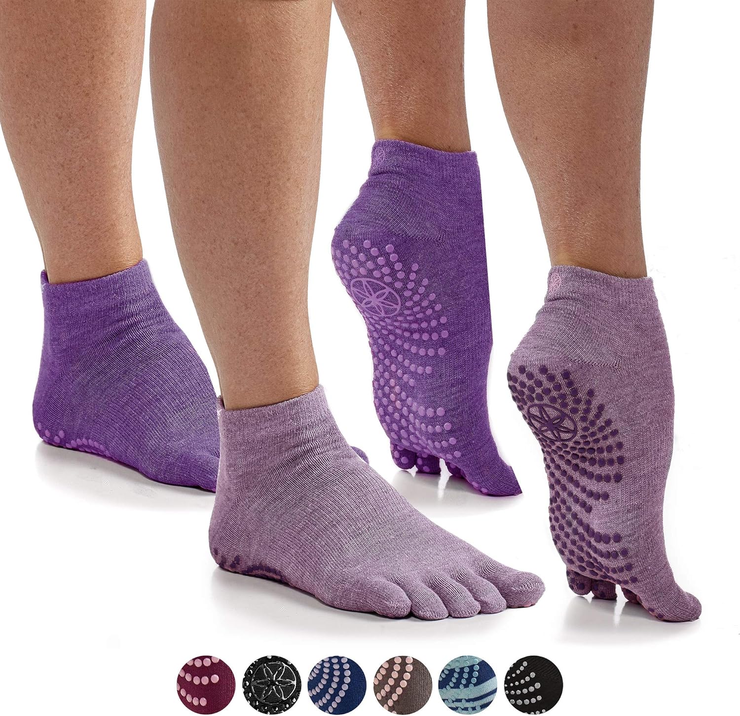 Gaiam Grippy Yoga Socks, Grey, Medium/Large : Yoga Toe Socks : Clothing