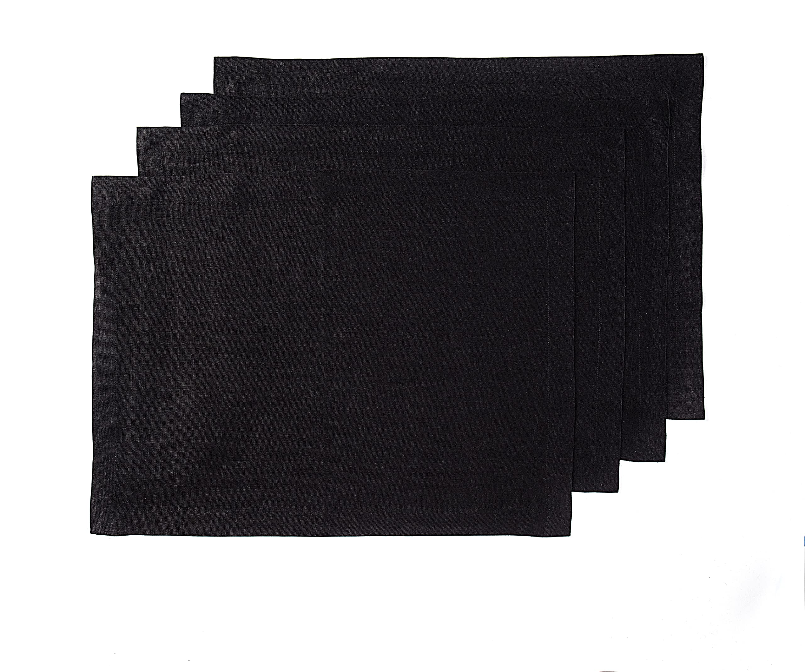 Photo 1 of Solino Home Linen Black Placemats Set of 4-100% Pure Linen Placemats 14 x 19 Inch for Fall, Autumn, Halloween, Thanksgiving, Christmas - Fete