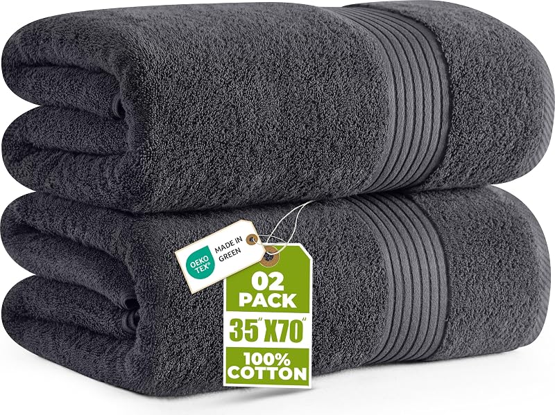 Utopia Towels Luxurious Jumbo Bath Sheet 2 Pack 90x180 cm Grey