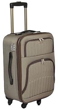 TREKKER Polyester 62 Cms Brown Double Shell Sided Suitcases & Trolley Bags
