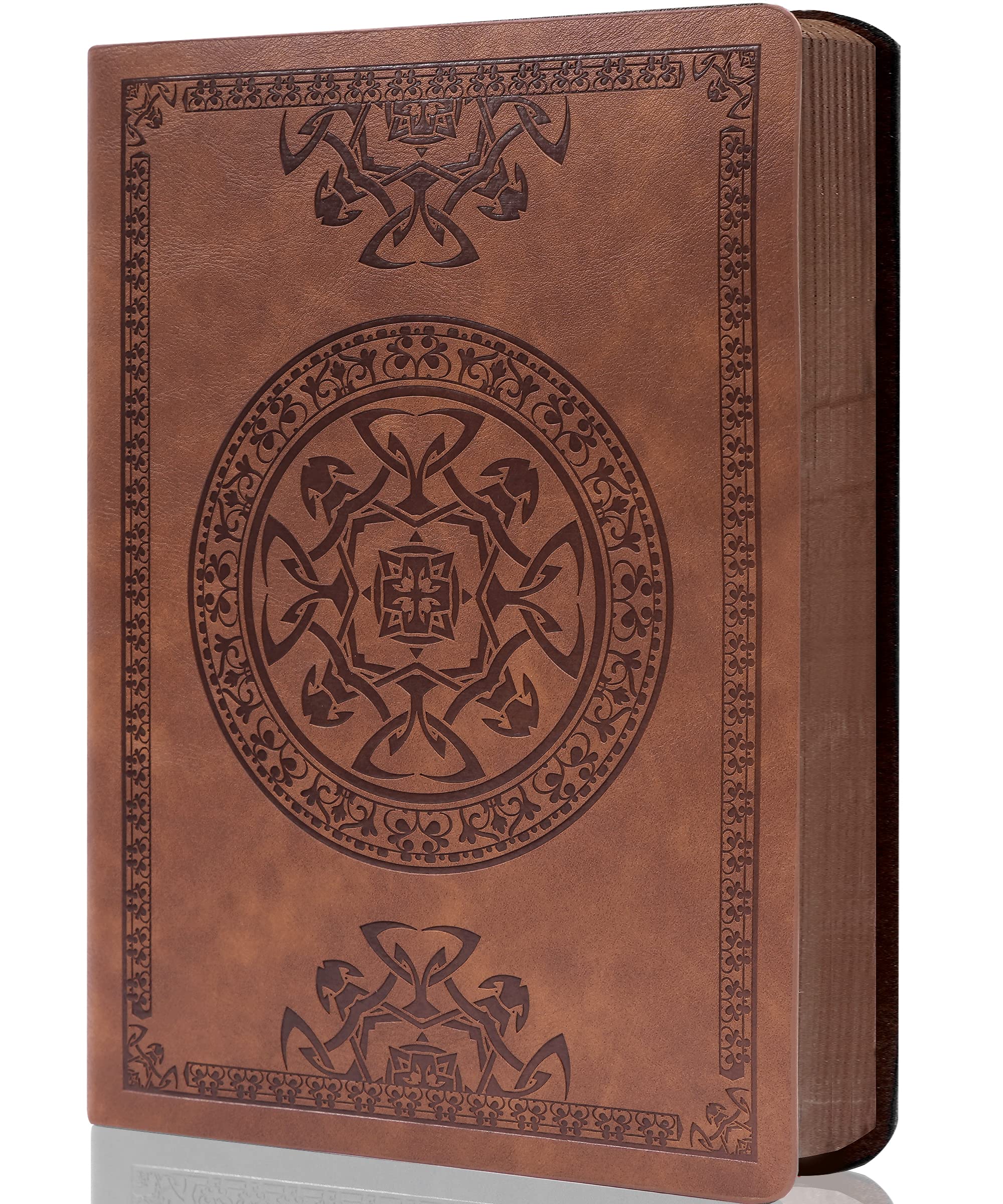 CAGIE Leather Vintage Journal for Men Women Soft Cover 288 Lined Pages Notebook 180 Lay Flat for Writing Travel Diary, 5.7'' x 8.3'', Brown