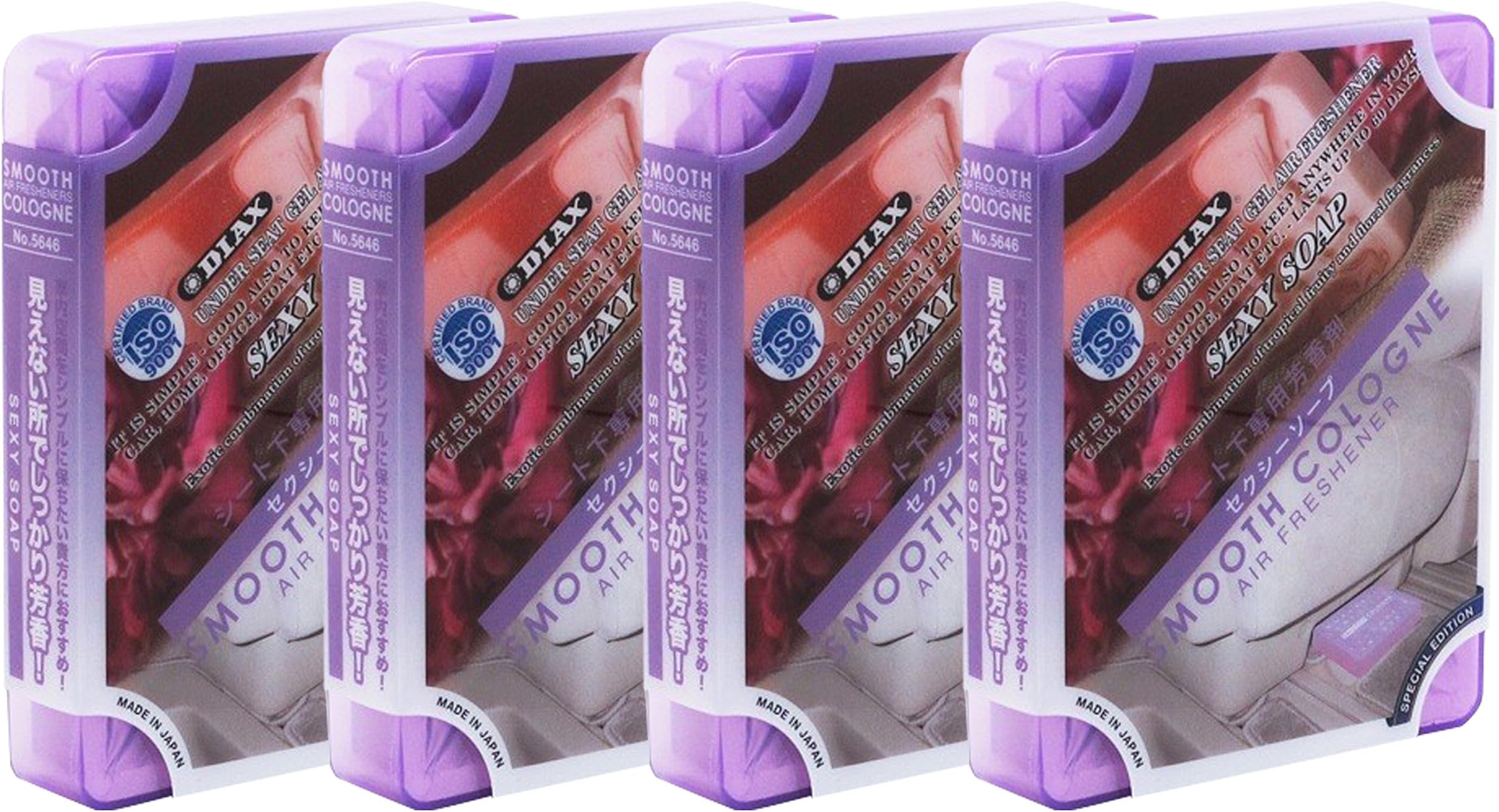 4-pack Smooth Cologne Sexy Soap Scent (Exotic Combination Tropical Fruity and Floral Fragrance) Luxury Air Freshener JDM Genuine Diax Japan for Home/office/Car/auto/RV