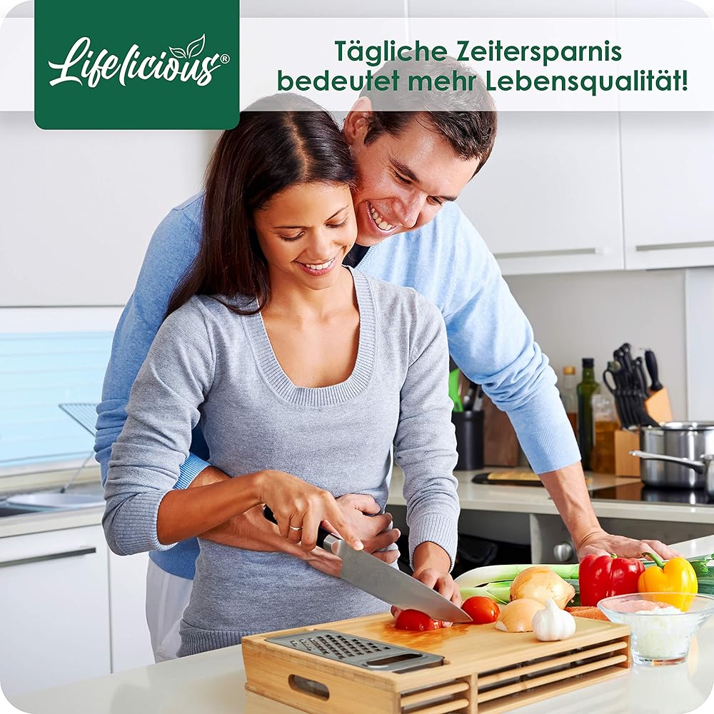 Ein Schneidebrett mit Auffangschale für die Küche