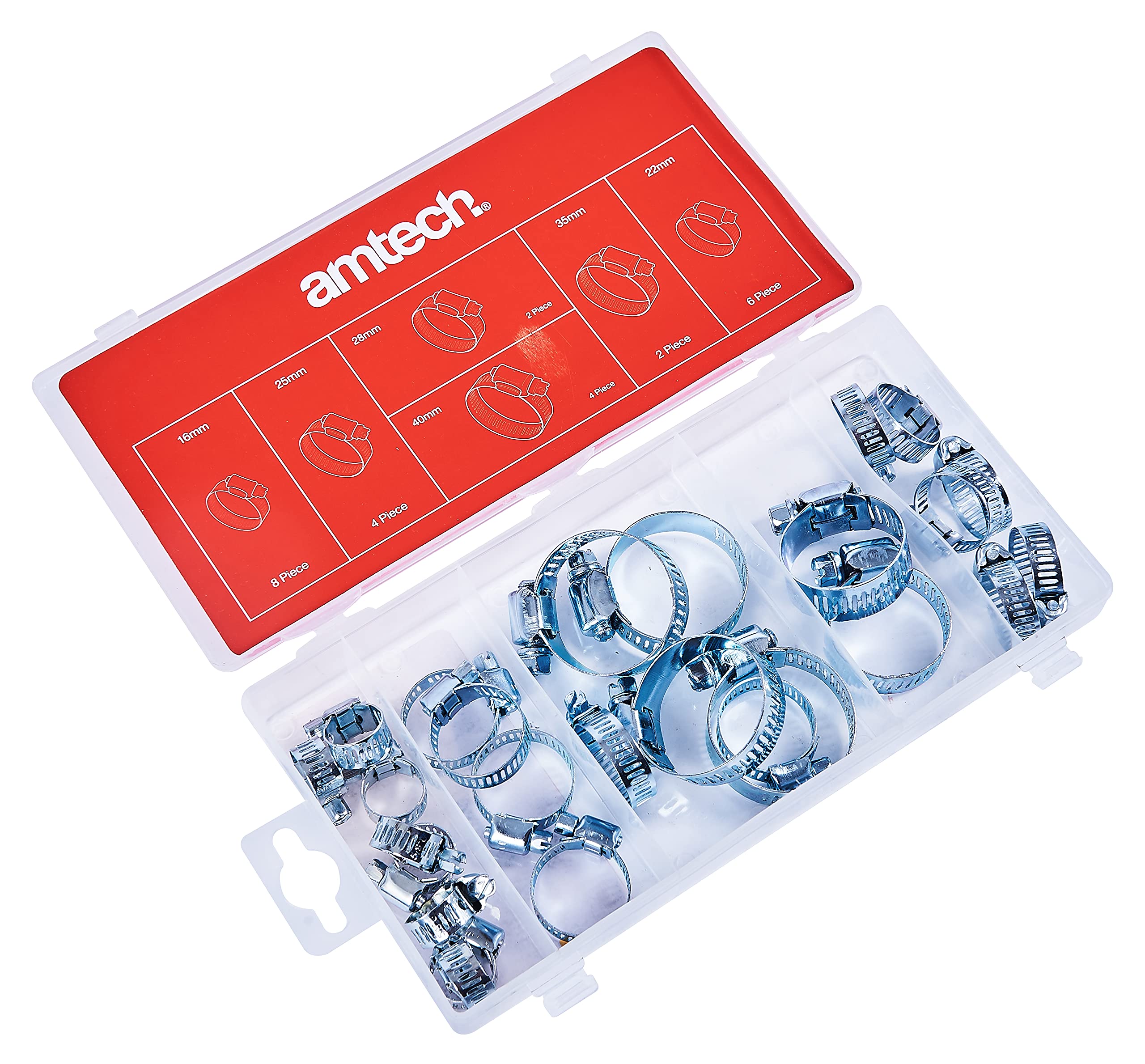 Amtech S6290 Assorted Hose Clamp, Jubilee Clips, 26-Piece