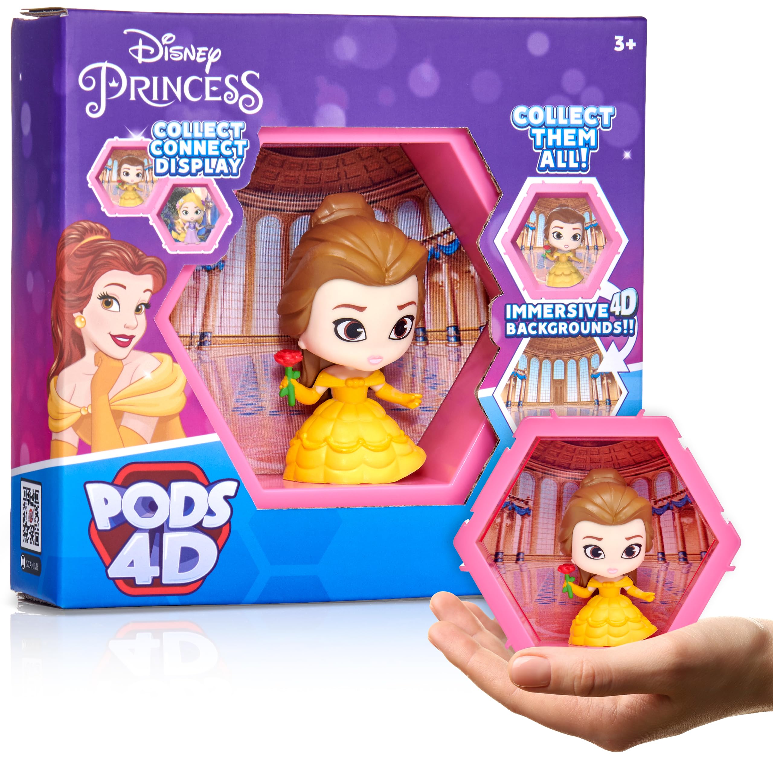WOW! PODS - 4D Disney Belle, Unique Connectable Collectable Bobble-head figure that Bursts from their World into Yours, Wall or Shelf Display, Disney Toys and Gifts, Series 1 no. 423