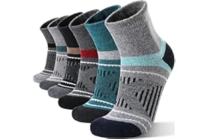 EBMORE 6 Pairs Merino Wool Ankle Hiking Running Socks Compression Support Thick Cushion No Show Socks for Men Women