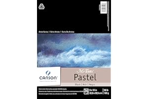 Canson Artist Series Mi-Teintes Pastel Paper, Black, Foldover Pad, 9x12 inches, 24 Sheets (98lb/160g) - Artist Paper for Adults and Students
