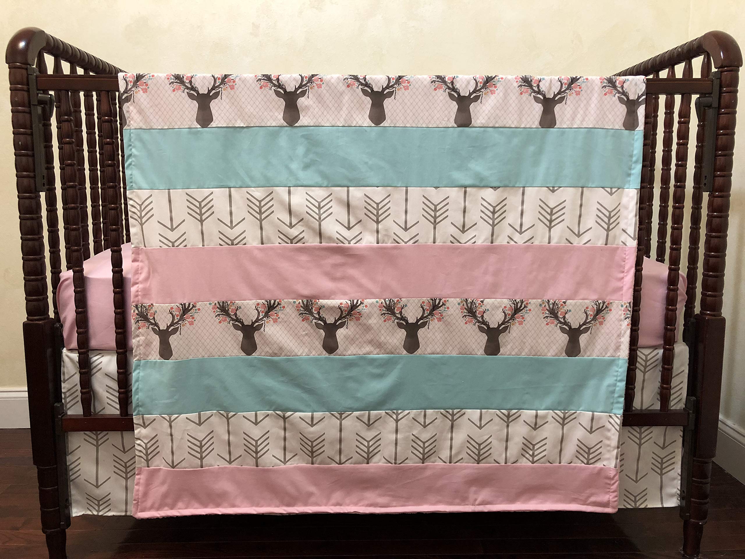 pink deer crib bedding