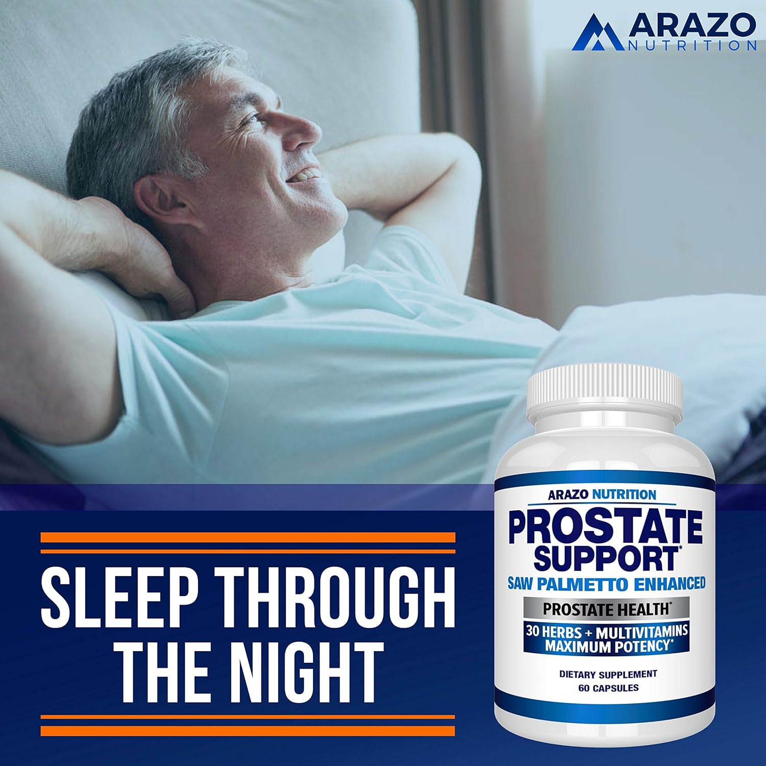Prostate Supplement - Saw Palmetto + 30 Herbs - Reduce Frequent Urination, Remedy Hair Loss, Stamina – Single Homeopathic Herbal Extract Health Supplements - Capsule or Pill - Arazo Nutrition: Health & Personal Care