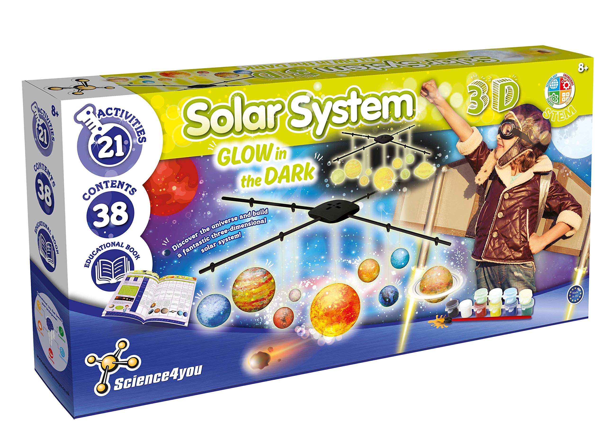 Science 4 You Solar SySTEM 3D GITD, STEM Science Toy kit for Kids Aged 8+, Multi-Colour