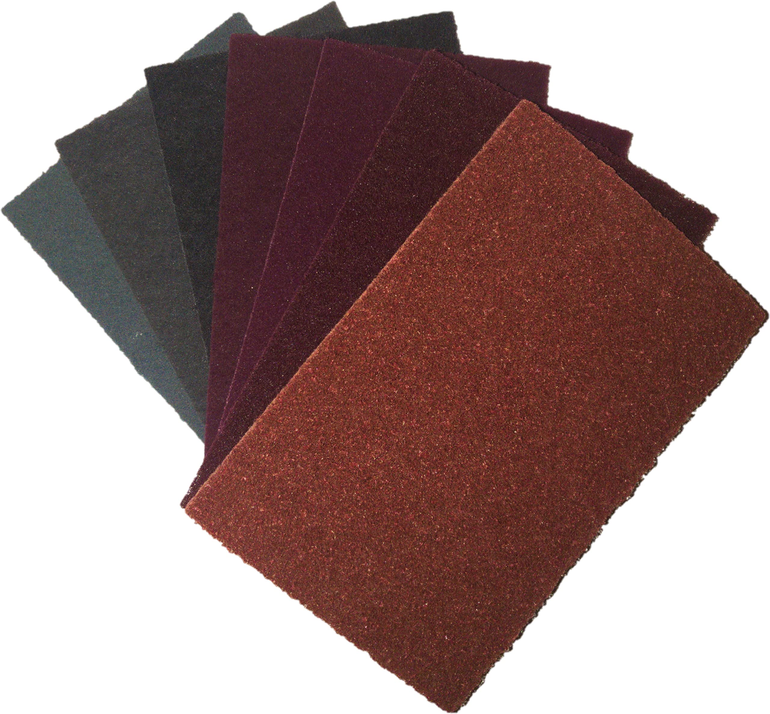 Non-woven abrasive pads 152x229 mm mat 7 pieces mix grain 80 – 800 for wood, stainless steel and many more...