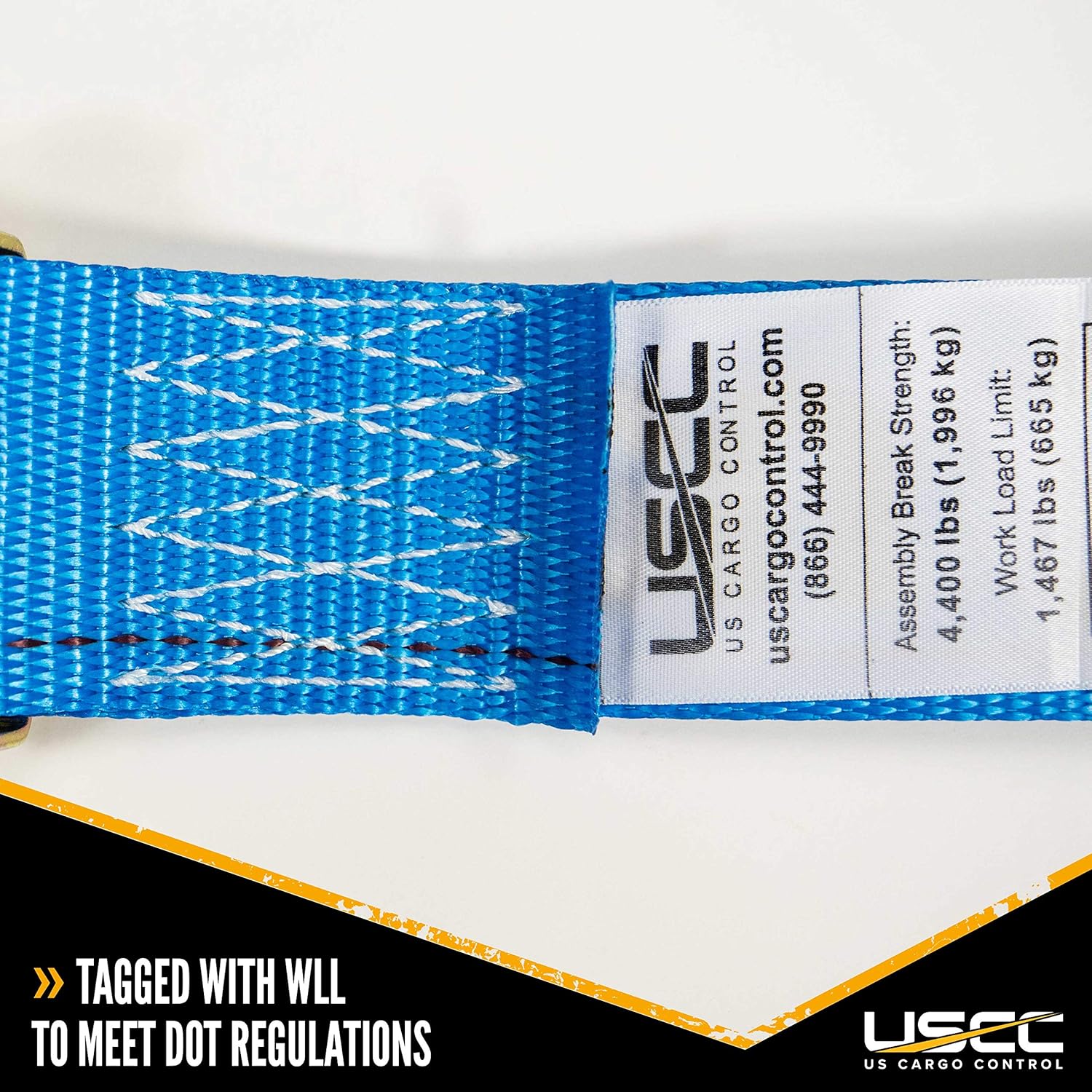 US Cargo Control 2 Inch x 20 Foot Blue E Track Ratchet Strap with Spring E-Fittings 10 Pack - Ratchet Tie Downs - 