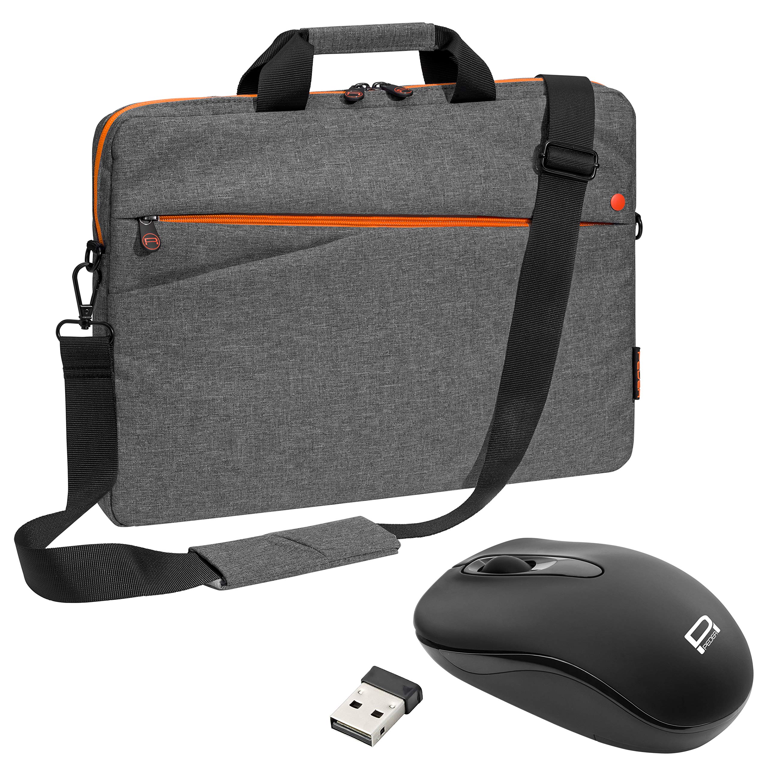 Pedea "Fashion Laptop Bag up to 15.6 Inches Shoulder Bag with Shoulder Strap and Wireless Mouse - Grey/Orange