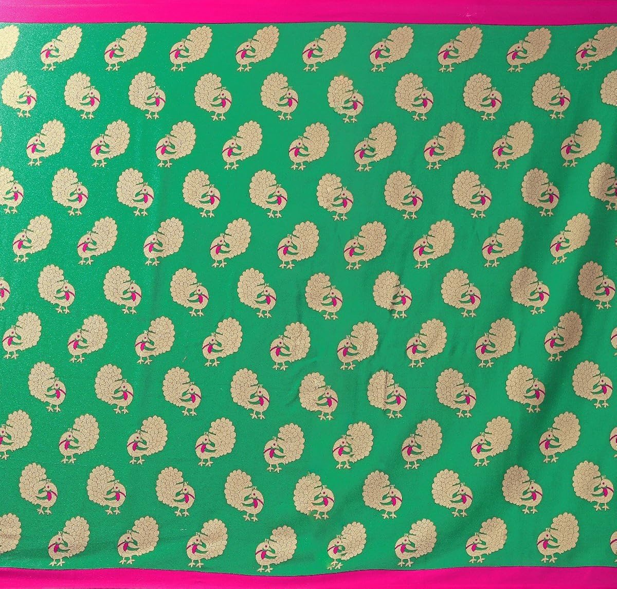 jaanvi fashion women's peacock crepe silk kalamkari printed saree (green)