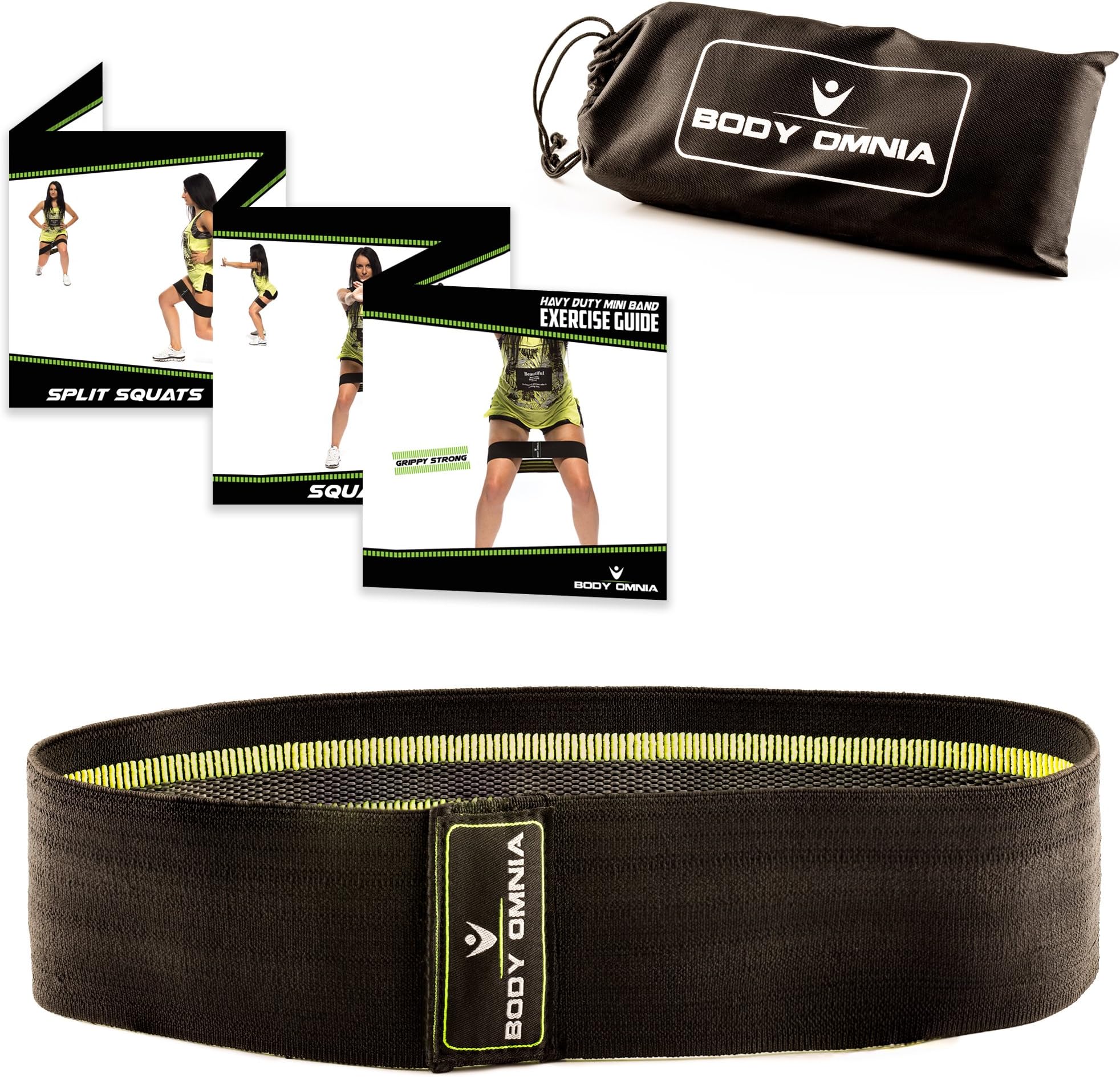 Body Omnia Strong Hip Resistance Circle Band | Heavy Duty Sling Grippy Non-Slip Bands for Glutes and Quads Supertraining | Travel Pouch and Printed Exercise Guide Included Plus 10 Workout Plans eBook