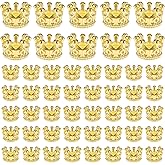 Zyghjort Crown Charms, 50 Pcs Mini Crowns for Crafts 3D Alloy King Crown Beads Large Hole Spacer Beads for DIY Jewelry Necklace Bracelet Making Supplies