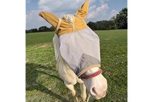 THE SUNNY ZEBRA Horse Fly Mask with Ears, 70% Uv-Block, Breathable Fly Masks for Horses with Ears, Durable, Comfortable Fit for All-Day Protection, Horse Size