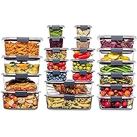 Rubbermaid Brilliance BPA Free Food Storage Containers with Lids, Airtight, for Lunch, Meal Prep, and Leftovers, Set of 22