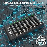 POWEROWL 8 Pcs AA 2800mAh Rechargeable Batteries with 8 Bay USB Charger Pro view 4