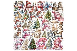 JUNKJWBZ 108 PCS Vintage Christmas Stickers for Crafts – Waterproof Holiday Sticker Sheets with Santa, Snowmen, Christmas Trees, Wreaths Kids Christmas Tree Decorations, Scrapbooking & Gift Wrapping