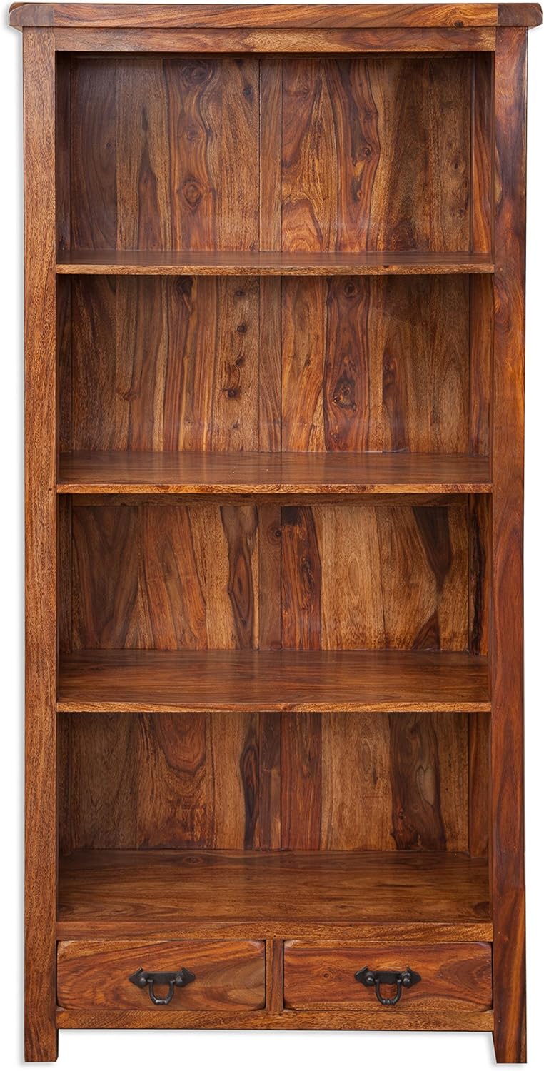 Vellar Living Indian Rosewood Tall Bookcase/Solid Sheesham Rosewood Tall Bookcase with Drawer