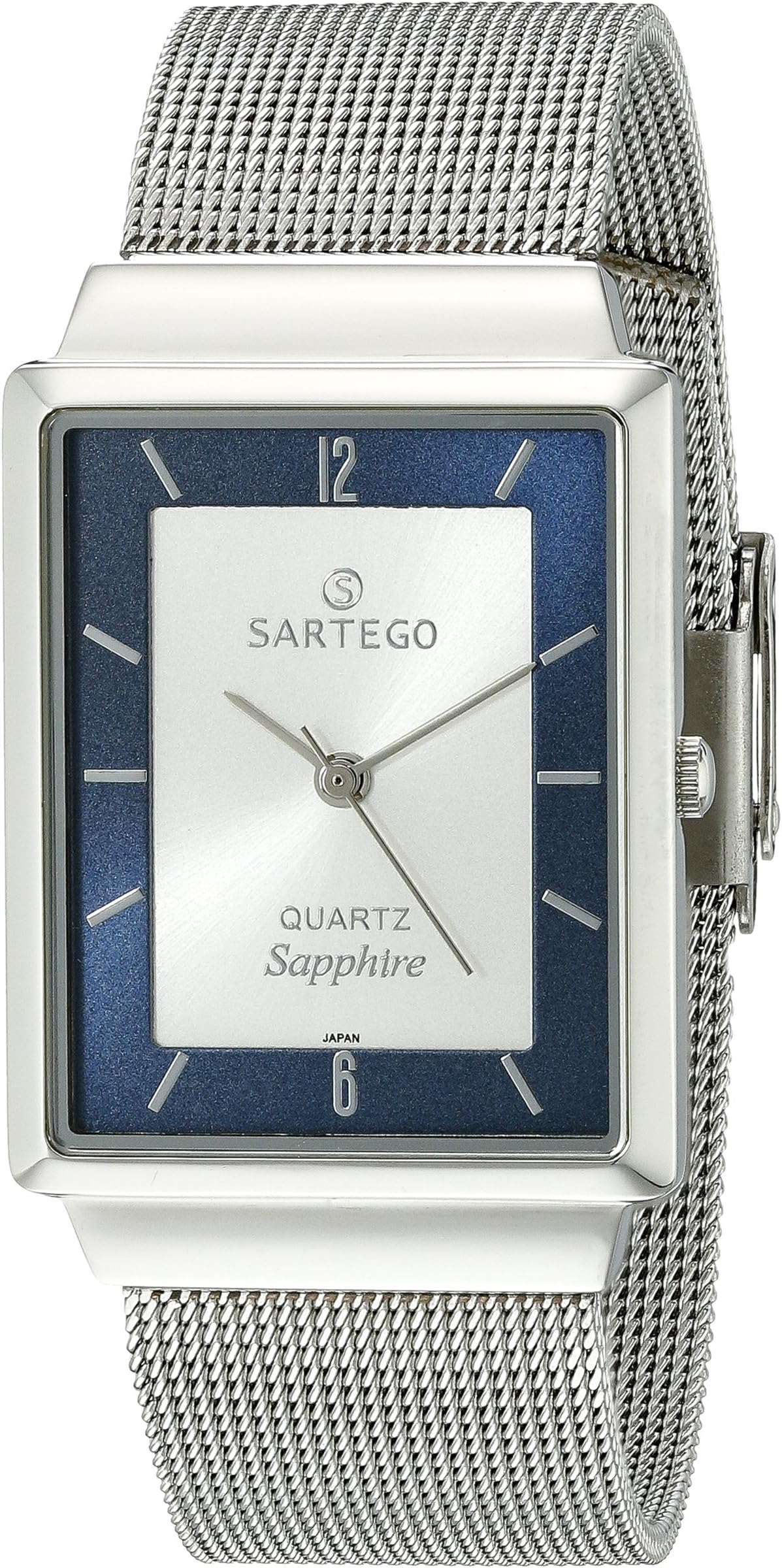 Sartego Men's SVS335 Square Sartego Seville Silver Tone Sapphire Watch