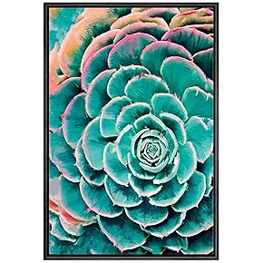 SIGNWIN Framed Canvas Wall Art Tropical Succulent Plant...