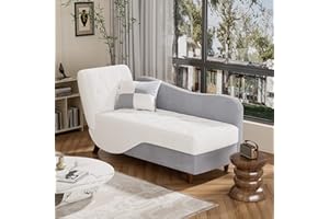 OUYESSIR Storage Chaise Lounge Indoor, Adjustable Sofa Recliner Lounge Chair with 1 Pillow, Velvet Lounge Chaise Armchair for Living Room Bedroom (Beige)