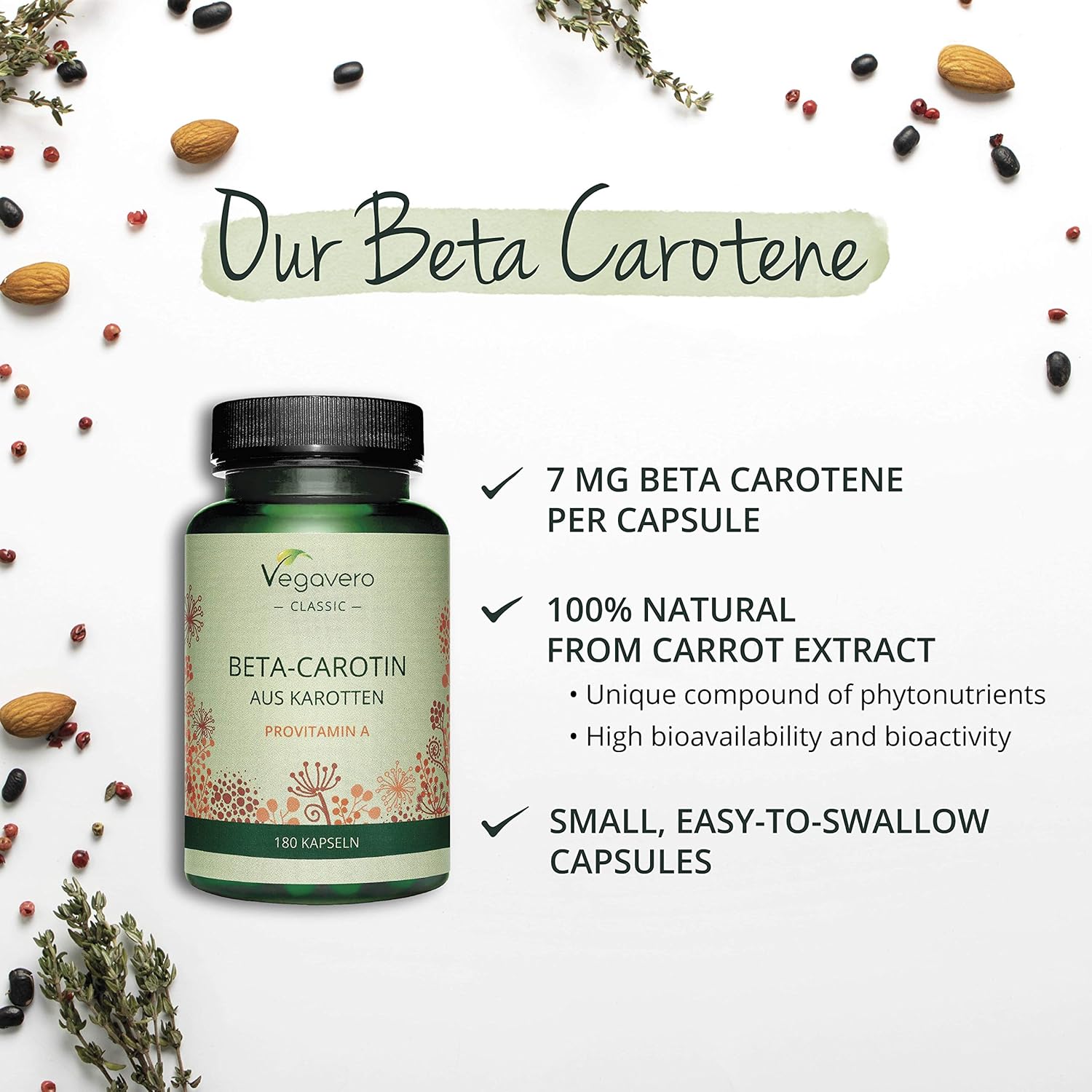 Vegavero Beta Carotene, Red, 180 count (Pack of 1) - Image 5