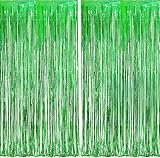 Green Tinsel Curtain 2-Pack 3.28x8.2ft Backdrop Party Decor