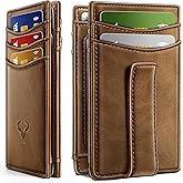 BULLIANT Magnetic Closure Slim Wallet-Genuine Leather Front Pocket Wallet for Men,RFID Blocking,Holds 12 Cards and Money Clip