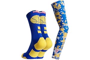 Forever Fanatics Basketball Socks For Men & Boys Crew Socks With Basketball Arm Sleeve - Made in USA