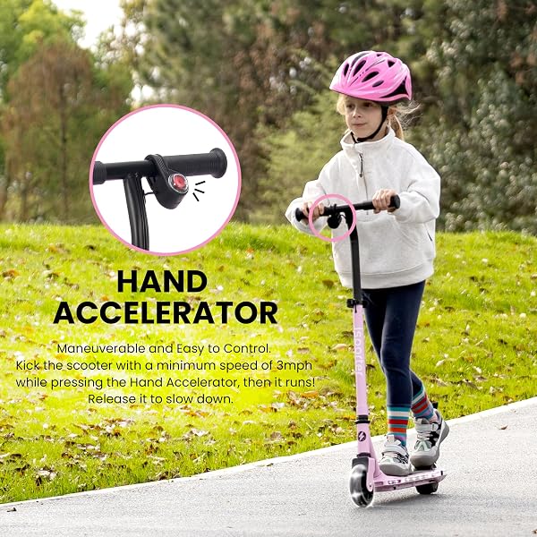 AERO ISPORTER KIDS ELECTRIC SCOOTER | HAND ACCELERATOR & LED LIGHTS | ELECTRIC SCOOTERS FOR BOYS GIRLS AGES 6-10 | RUBBER DECK MAT, BATTERY INDICATOR & ADJUSTABLE HEIGHTS