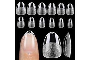 UNA GELLA Extra Short Almond Nail Tips 12 Sizes Short Almond Gel Nail Tips 120Pcs Soft Gel Clear Full Cover Nails Tips Acrylic False Nails Press On Nails for Extensions DIY Salon