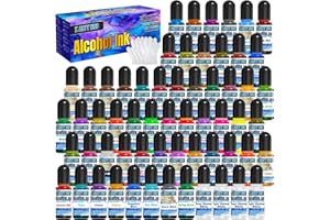 X ARTY HUB Alcohol Ink Set - 60 Bottles Concentrated Alcohol-Based Ink for Epoxy Resin Art, Tumbler Making, Fluid Painting on