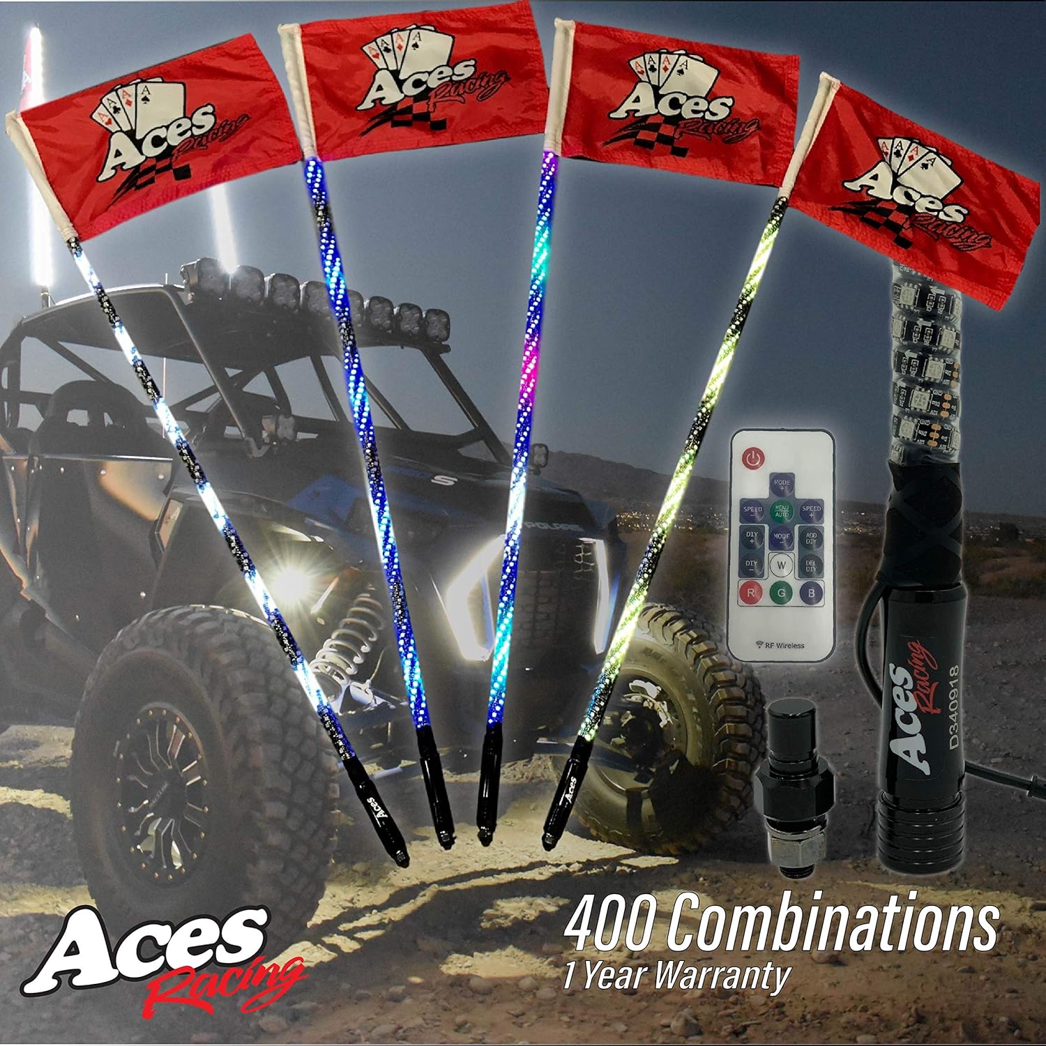 Deluxe LED Lighted Whip (5ft 400 Combination) Automotive