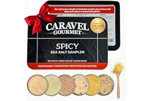 CARAVEL GOURMET Spicy Sea Salt Sampler Set, Ghost Pepper and Habanero Salt, Give Spicy Seasoning as a Gourmet Cooking Gift, 0.5 oz x Bundle of 6 Flavored Salts