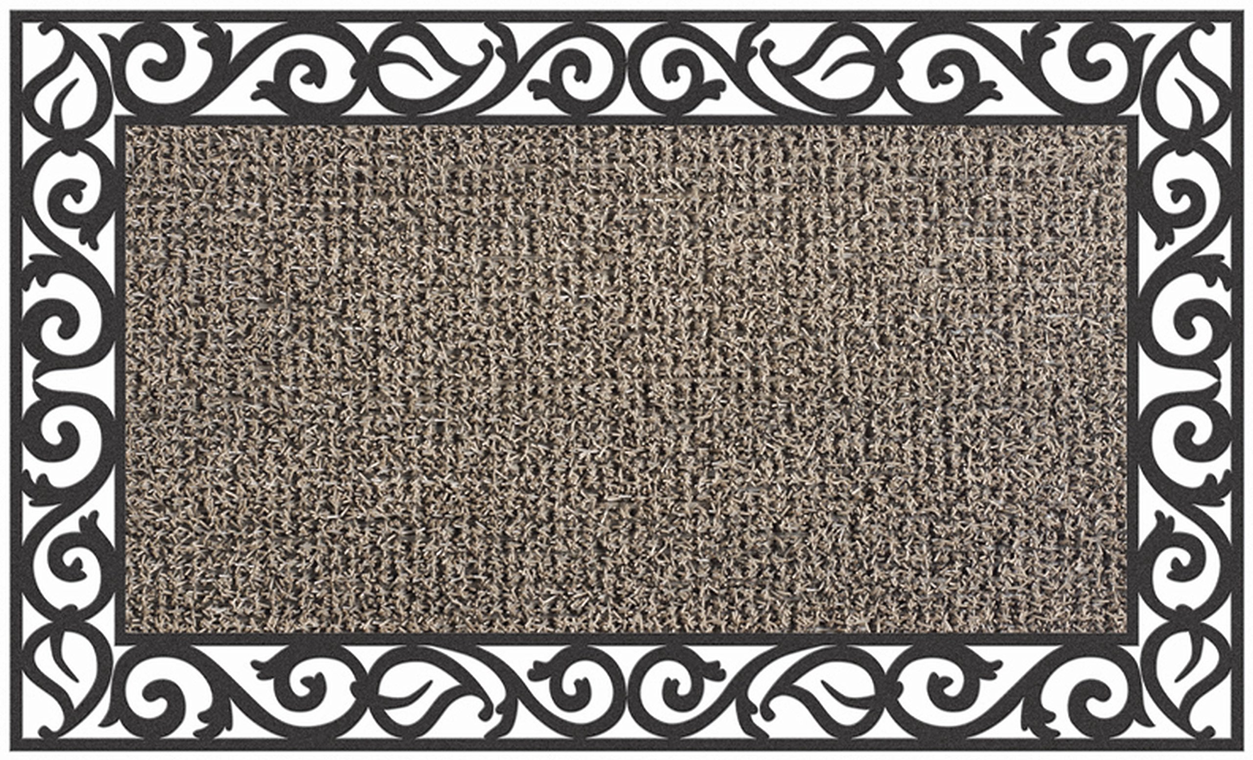 GrassWorx Clean Machine Wrought Iron Stems and Leaves Doormat, 18" x 30