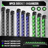 SWANLAKE GARDEN TOOLS 9-Piece Socket Organizer Set 1/4 3/8 1/2 Inch Rotatable view 2