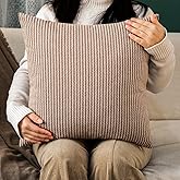 GLORY SEASON Throw Pillow Covers Square Pillow Cases for Farmhouse Cushion Case and Home Sofa Couch Decor Pack of 2,18x18 Inch Senior Brown Striped