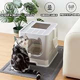 Vealind Covered Cat Litter Tray with Lid Drawer Front Door Scoop view 4